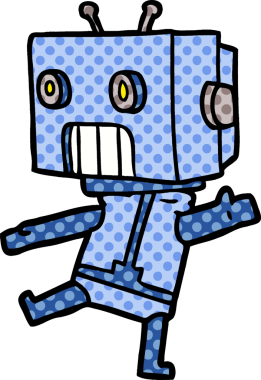 Bir insan tarafından çizilmiş çizgi film robotu