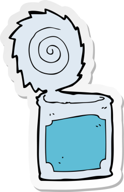 Bir insan tarafından çizilmiş açık teneke kutu etiketi.