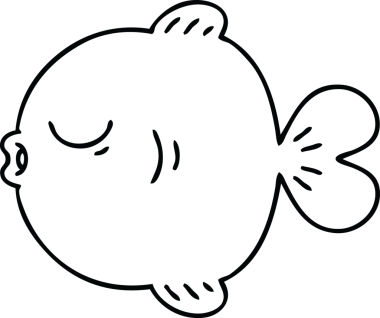 Bir insan tarafından çizilmiş garip karikatür balığı çizimi