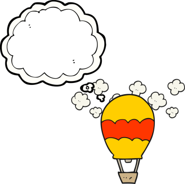 Bir insan tarafından çizilmiş serbest düşünce balonu karikatürü sıcak hava balonu