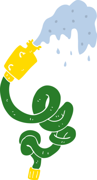 Bir insan tarafından çizilmiş düz renk çizgi film hortumu