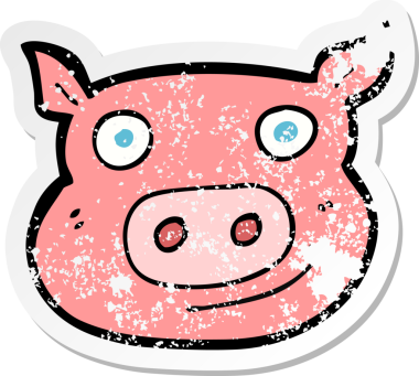 Bir insan tarafından çizilmiş domuz suratlı bir çizgi filmin gerilimli yapıştırması.