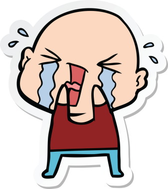 Bir insan tarafından çizilmiş ağlayan kel bir adamın çıkartması.