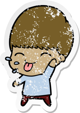 Bir insan tarafından çizilmiş, sıkıntılı bir çizgi film çıkartması.