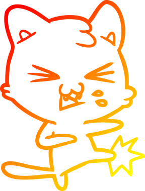 Bir insan tarafından çizilmiş çizgi film kedisinin sıcak çizgi çizimi