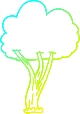 Bir insan tarafından çizilen karikatür ağacının soğuk gradyan çizimi