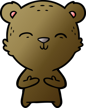 Bir insan tarafından çizilmiş mutlu çizgi film ayısı.