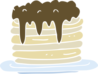 Bir insan tarafından çizilmiş krep yığınının düz renk çizimi