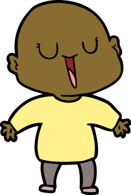 Bir insan tarafından çizilmiş mutlu, kel adam.