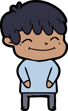 Bir insan tarafından çizilmiş mutlu çocuk çizgi filmi.