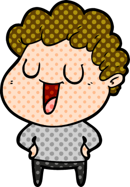 Bir insan tarafından çizilmiş gülen karikatür adam.