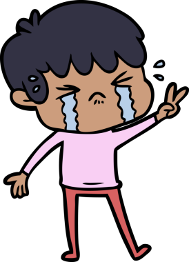 Bir insan tarafından çizilmiş ağlayan çizgi film çocuğu.