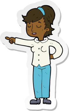 Bir insan tarafından çizilmiş, karikatür dostu bir kadının çıkartması.