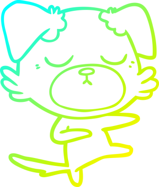 Bir insan tarafından çizilmiş şirin bir çizgi köpeğin soğuk gradyan çizgisi.