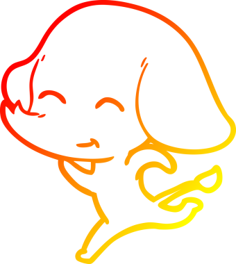 Bir insan tarafından çizilen sevimli bir filin sıcak çizgi çizimi