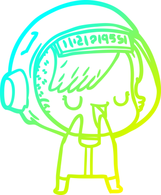 Bir insan tarafından çizilmiş soğuk gradyan çizgili astronot kadın çizimi.