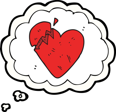 Serbest çizim düşünce balonu karikatürü Bir insan tarafından çizilmiş kırık kalp