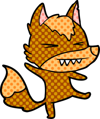 Bir insan tarafından çizilmiş tilki çizgi film karakteri