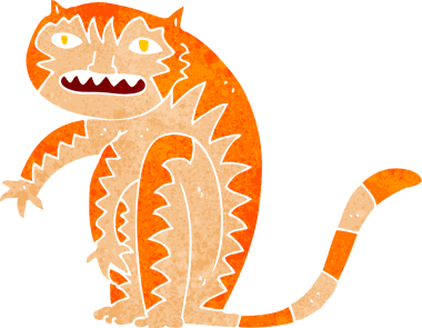 Bir insan tarafından çizilmiş çizgi film kaplanı.