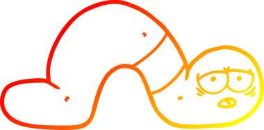 Bir insan tarafından çizilen yorgun solucanın sıcak çizgi çizimi