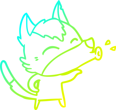 Bir insan tarafından çizilen uluyan kurt çizgi filminin soğuk gradyan çizimi