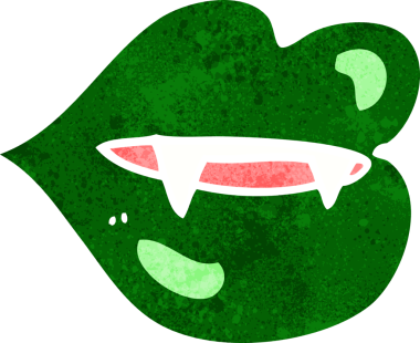 Bir insan tarafından çizilmiş vampir dişleri.