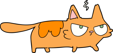 Bir insan tarafından çizilmiş kızgın kedi çizgi filmi.