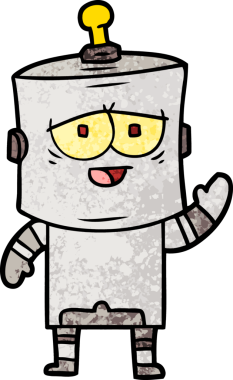 Bir insan tarafından çizilmiş çizgi film robotu