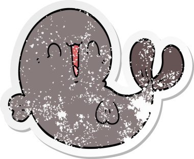 Bir insan tarafından çizilmiş şirin bir balinanın sıkıntılı çıkartması.