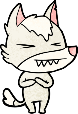 Bir insan tarafından çizilmiş kızgın kurt çizgi filmi.