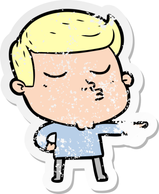 Bir insan tarafından çizilmiş karikatür mankeni adamın sıkıntılı çıkartması.