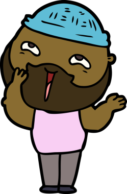 Bir insan tarafından çizilmiş mutlu sakallı bir adam.