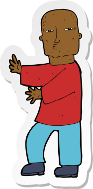 Bir insan tarafından çizilmiş sert bir adamın çıkartması.