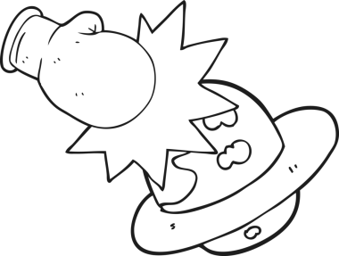 El yazısıyla çizilmiş siyah beyaz çizgi film gezegeni bir insan tarafından çizilmiş bir yumruk.