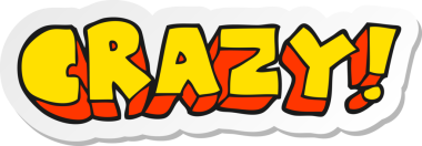 Bir insan tarafından çizilmiş deli gibi bağıran bir çizgi film çıkartması.