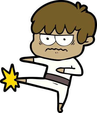 Bir insan tarafından çizilmiş sinirli çizgi film çocuğu.