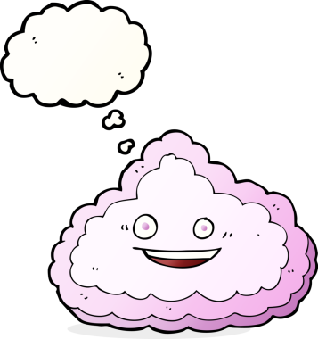 Bir insan tarafından çizilmiş düşünce baloncuklu karikatür dekoratif bulut