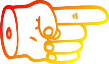 Bir insan tarafından çizilmiş işaret eden bir el sembolünün sıcak gradyan çizimi