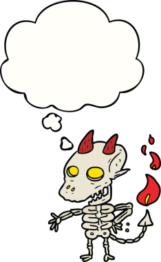 Bir insan tarafından çizilmiş düşünce baloncuğu olan korkunç bir iblis.