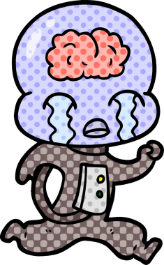 Bir insan tarafından çizilmiş koca beyinli bir uzaylı ağlaması.