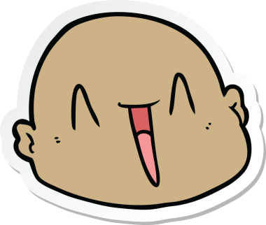 Bir insan tarafından çizilmiş kel bir adamın çıkartması.