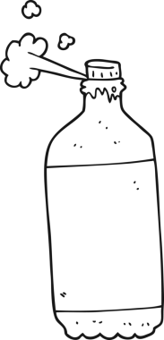 Bir insan tarafından çizilmiş siyah beyaz karikatür köpüren kola.