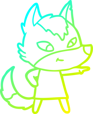 Bir insan tarafından çizilmiş dost canlısı bir kurt çizgi çizimi.