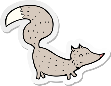 Bir insan tarafından çizilmiş küçük bir kurdun çıkartması.