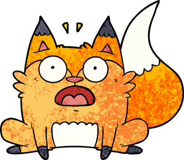 Çizgi film bir insan tarafından çizilmiş ürkmüş tilki.