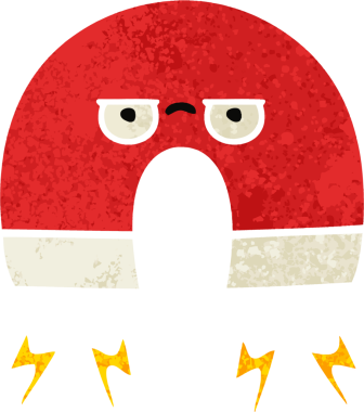 Bir insan tarafından çizilmiş mıknatısın retro illüstrasyon tarzı karikatürü