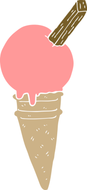 Bir insan tarafından çizilmiş düz renkli çizgi film dondurması.