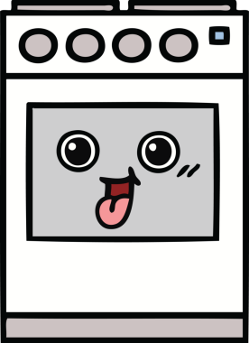 Bir insan tarafından çizilmiş güzel bir mutfak fırını karikatürü.