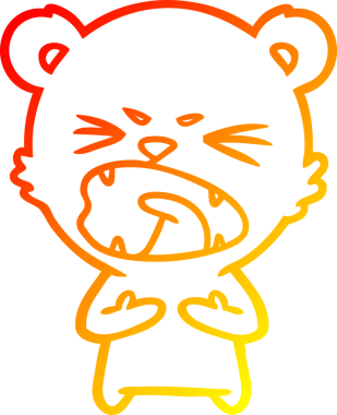 Bir insan tarafından çizilmiş kızgın bir çizgi film ayısının sıcak çizgi çizimi