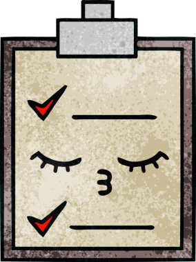 Bir insan tarafından çizilmiş kontrol listesinin retro grunge desen karikatürü